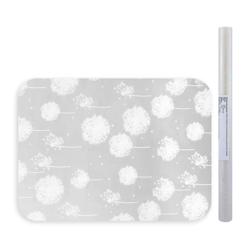 Papel-adhesivo-con-diseño-de-dientes-de-leon-de-tono-claro-para-forrar-cuadernos.-45-cm-x-3-m