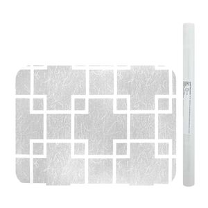 Papel adhesivo con diseño translúcido de cuadros entrecruzados de tono claro para forrar cuadernos. 45 cm x 3 m - OEM