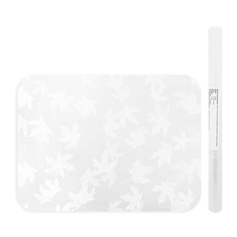 Papel-adhesivo-con-diseño-translucido-de-hojas-de-maple-de-tono-claro-para-forrar-carpetas-o-cuadernos.-45-cm-x-3-m