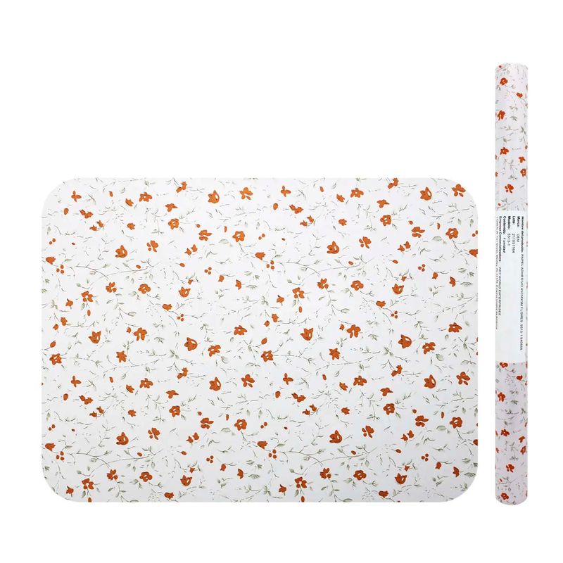 Papel-adhesivo-con-diseño-de-flores-anaranjadas-vintage-de-tono-claro-para-forrar-carpetas-o-cuadernos.-45-cm-x-3-m