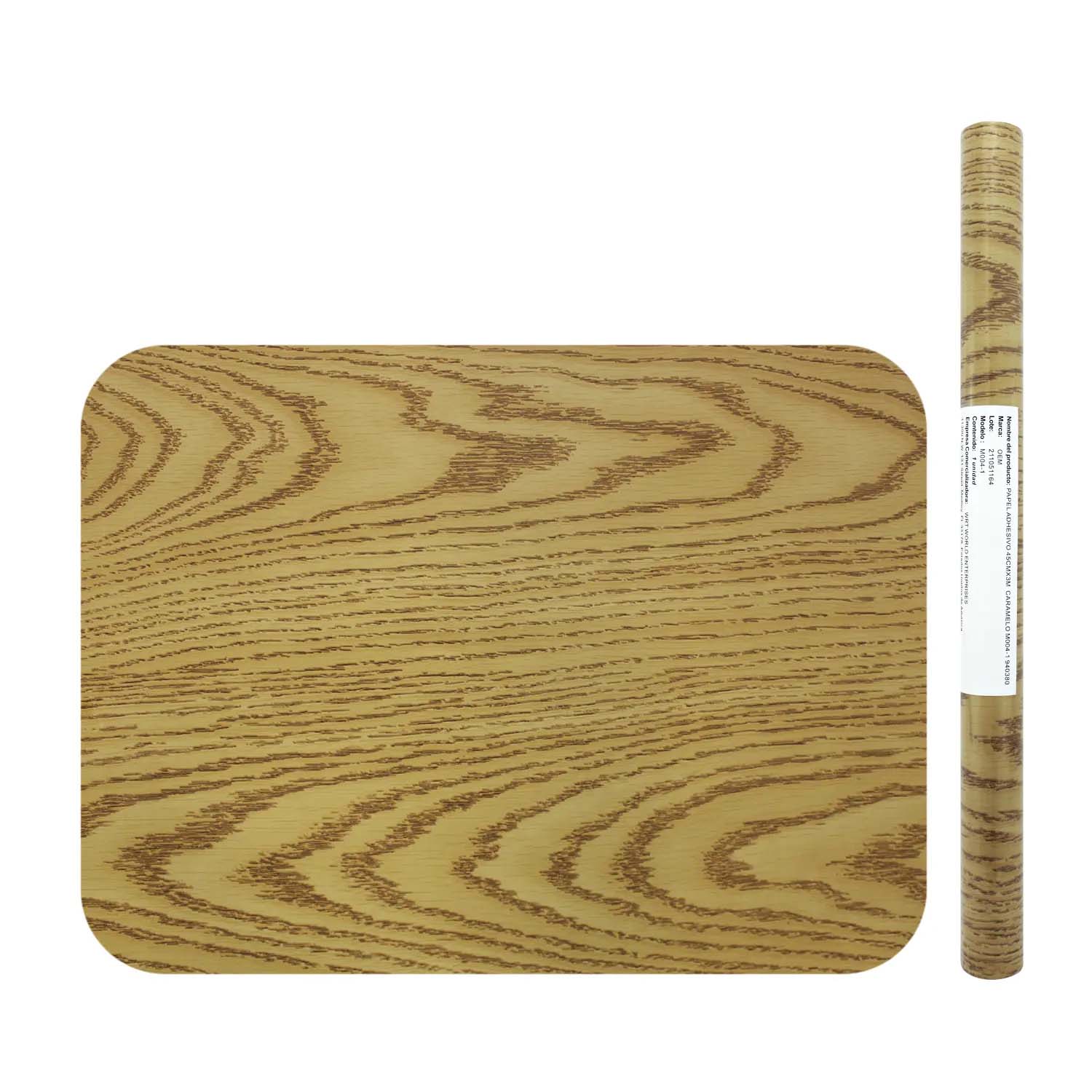 Papel adhesivo con diseño de tablón de madera de tono claro para forrar  carpetas o cuadernos. 45 cm x 3 m 1U