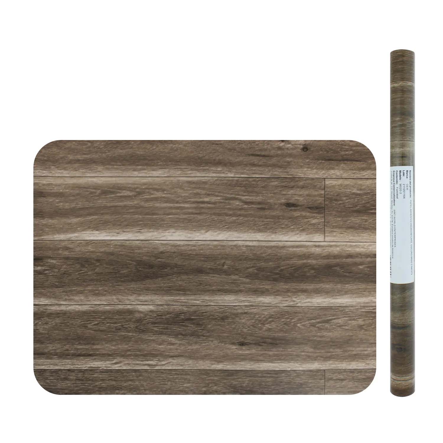 Papel adhesivo con diseño de tablas de madera de tono claro para forrar  carpetas o cuadernos. 45 cm x 3 m 1U