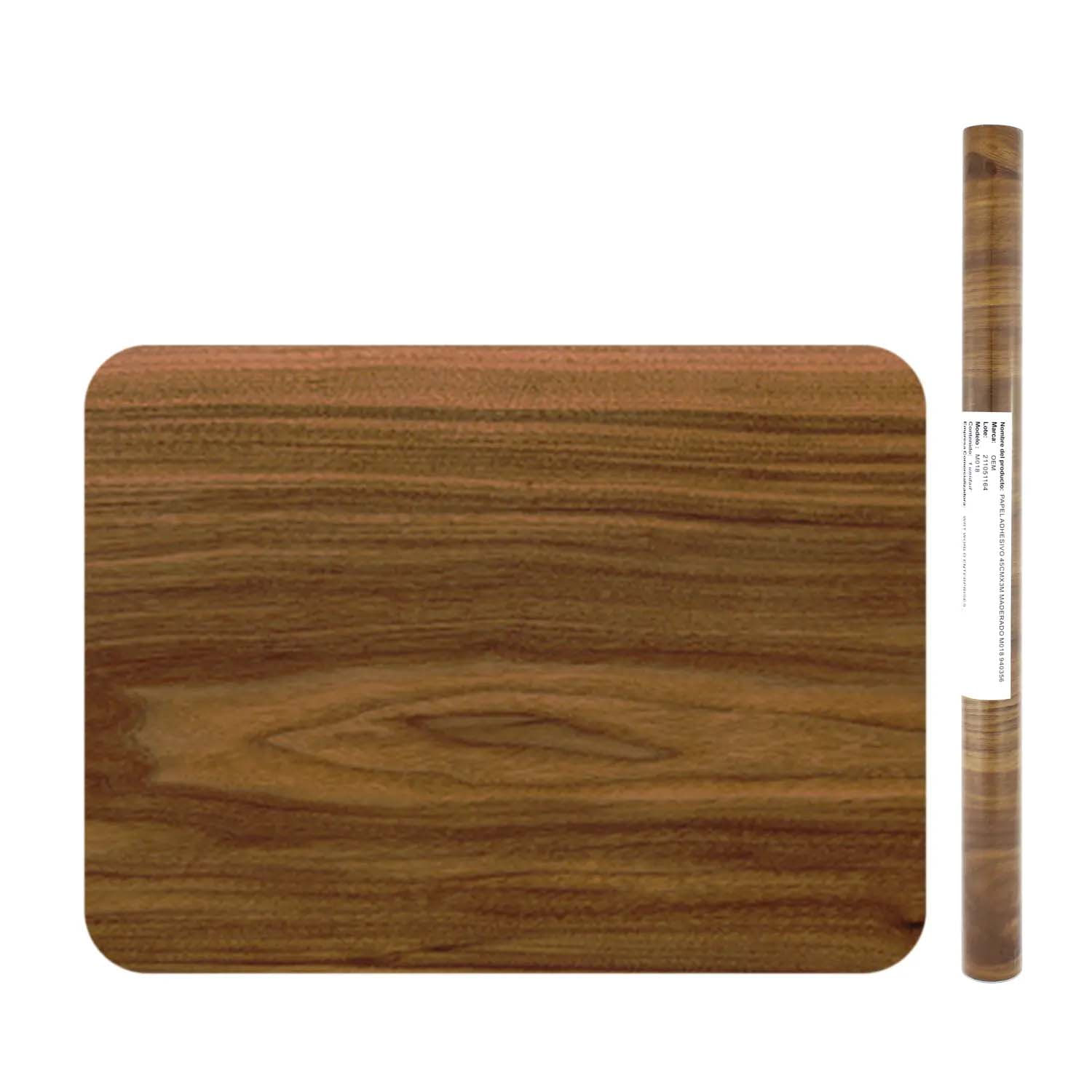 Papel adhesivo con diseño de veta de madera de tono claro para forrar  carpetas o cuadernos. 45 cm x 3 m 1U