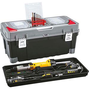 Combo de cajas de herramientas mediana de 18" y pequeña de 12" Con broches plásticos para almacenar herramientas - RIMAX