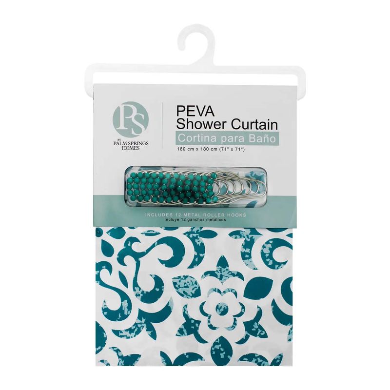Cortina-de-baño-con-diseño-de-color-turquesa-No-se-adhieren-olores-libre-de-cloro-y-resistente-al-moho
