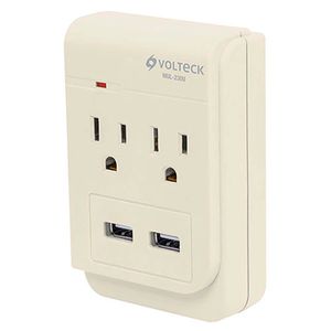 Multicontacto, 2 entradas,con 2 entradas USB, aterrizado - VOLTECK