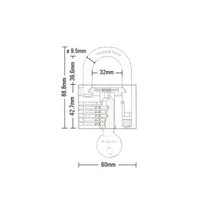 Candado plano de latón macizo de 60 mm con arco de acero endurecido cromado. USO PESADO - KWIKSET