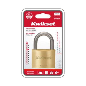 Candado plano de 50 mm con cuerpo y pasadores de latón - KWIKSET