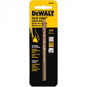 Broca de cobalto con punta piloto de 1/4" Máxima velocidad y vida útil en acero inoxidable y otros metales duros - DEWALT