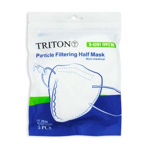Mascarilla desechable tipo FFP2 NR de un solo uso para protegerse contra organismos externos. pack x 5 - TRITON