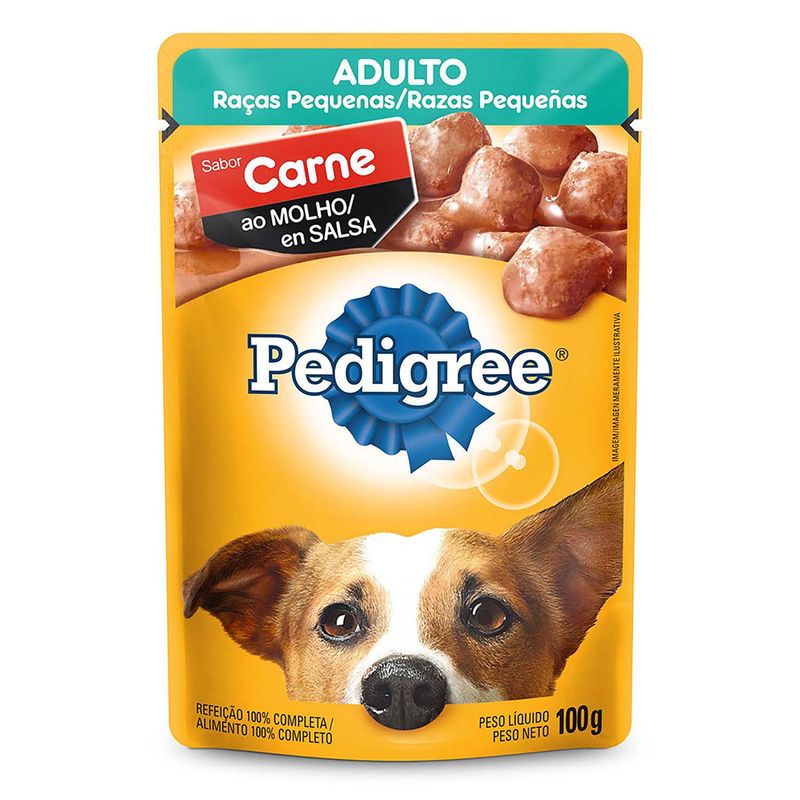 Alimento-para-perros-de-raza-pequeña-completo-y-balanceado-con-sabor-a-carne-en-salsa--100-gr