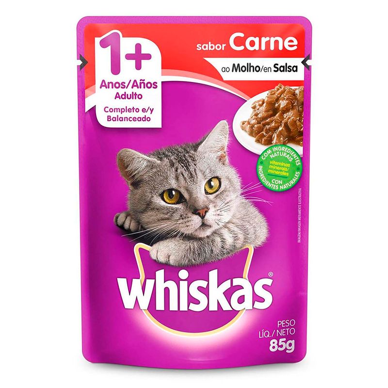 Alimento-para-gatos-completo-y-balanceado-con-sabor-a-carne-en-salsa--85-gr