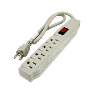 Regleta de 23.5 cm de longitud con 4 salidas aterrizadas y polarizadas con protección de sobrecargas y sobretensiones - BLITZ