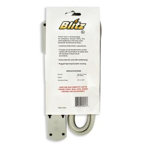 Regleta de 6 tomas y cable de 2.3 m de largo para interiores. Trabaja con 120V - 15Amp. - BLITZ