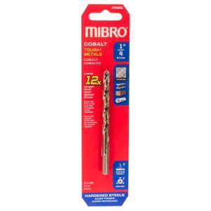 Broca de cobalto profesional de 1/4" fabricada en aleación de acero y cobalto, ideal para perforar los metales más duros - MIBRO