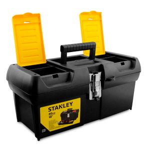 Caja de herramientas plástica de 16" con seguro metálico, compartimentos superiores y bandeja desmontable - STANLEY