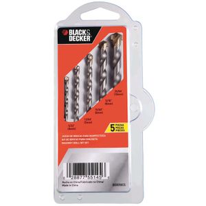 Juego de brocas de 5 piezas ideal para trabajos en concreto - BLACK + DECKER