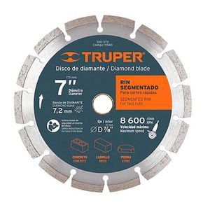 Disco de diamante de 7" x 2.5 mm rin segmentado - TRUPER