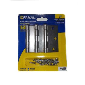 Bisagra de 3" para puerta. Acabado en cromo satinado. Incluye tornillería. pack x 3 - FANAL