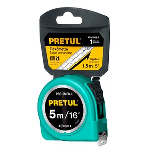 Flexómetro verde 5 m cinta 19 mm, en tarjeta - PRETUL