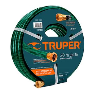 Manguera 1/2" reforzada 3 capas 20 m conexiones de metal - TRUPER