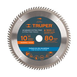 Disco sierra 10" para madera, 80 dientes centro 1" - TRUPER