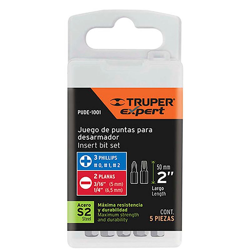 Juego-de-puntas-de-estrella-y-plano-de-2-pulgadas-para-desarmador--pack-x-5