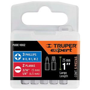 Estuche con 5 puntas de cruz y planas largo 1" - TRUPER