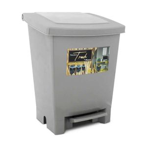 Basurero con sistema de pedal de apertura automático capacidad de 20 lt color plata - PLAPASA