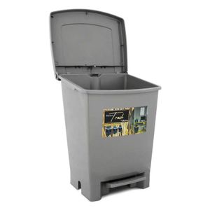 Basurero con sistema de pedal de apertura automático capacidad de 20 lt color plata - PLAPASA