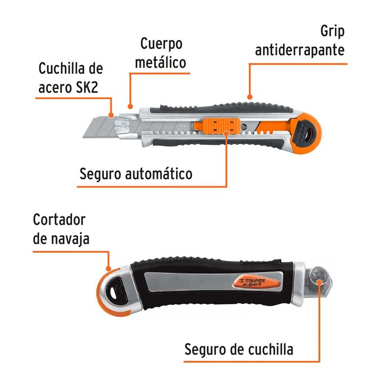 Cutter Cuchilla Retráctil Profesional Metalico + 10 Hojas