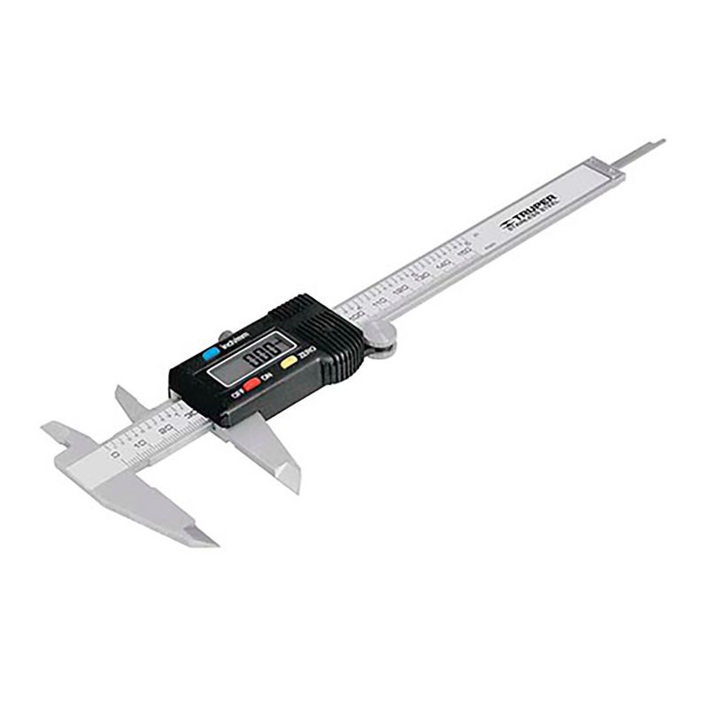 Calibrador digital tipo pie de rey de 6 pulgadas de acero con escalas en  milímetros y pulgadas PROFESIONAL Blister 1U