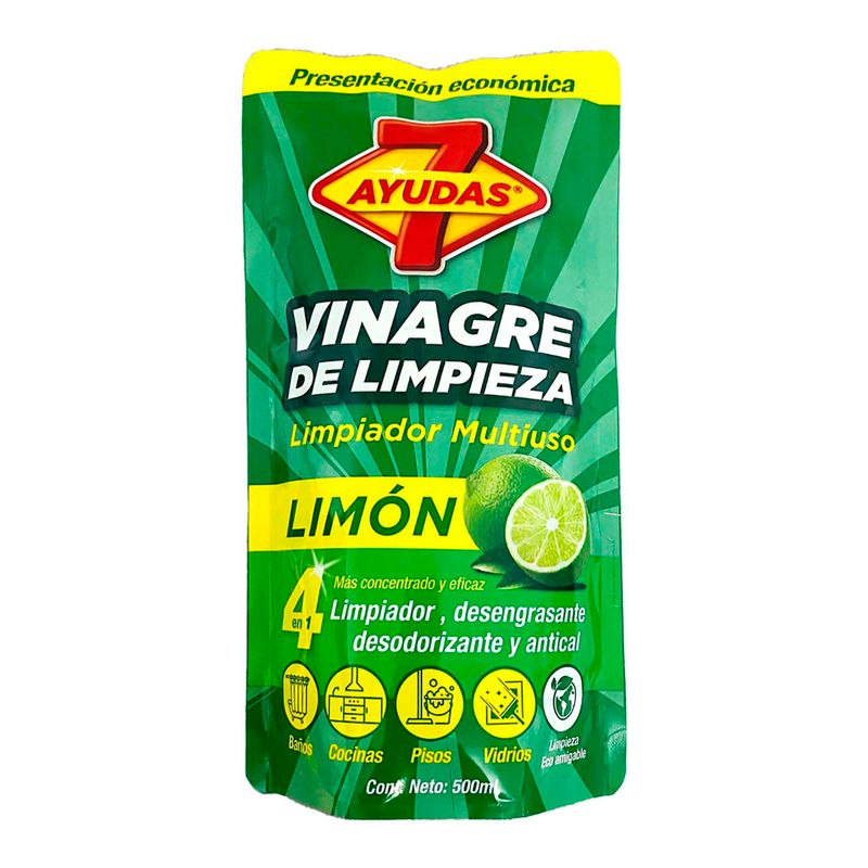 Vinagre de limpieza desengrasante, desodorizante y antical multiusos de  aroma a limón; 500 ml Doy pack 1U