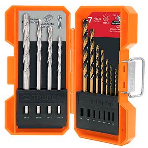 Juego de 11 brocas para metal y concreto en estuche - TRUPER