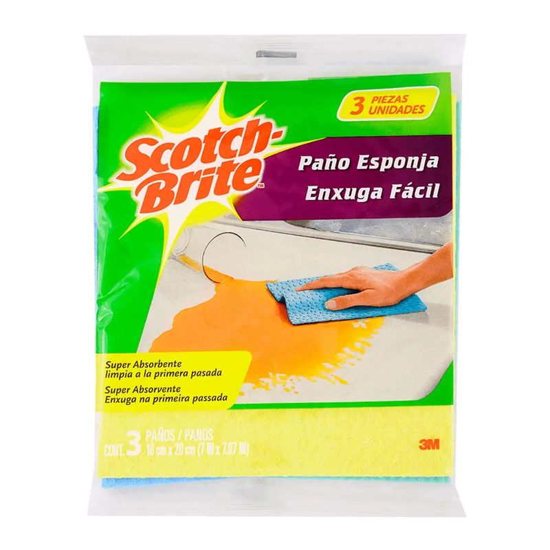 Paño-tipo-esponja-de-varios-colores-multiuso-de-maxima-absorcion-de-superficie-rugosa--pack-x-3