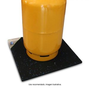 Protector de piso azul de caucho reciclado para cilindro de gas. - ECOCAUCHO