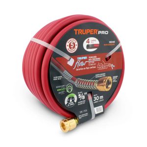 Manguera 5/8" super reforzada 4 capas 30 m conexiones metal - TRUPER