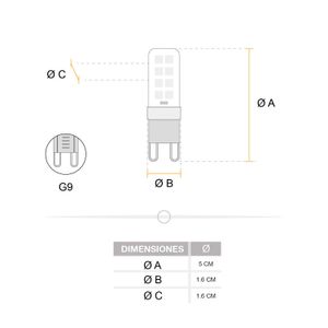Foco LED tipo cápsula de 3.5 Watts luz calida 350 lúmenes base G9 - SYLVANIA