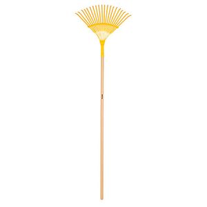 Escoba metálica para jardín, curva, 20 dientes, mango 48" - PRETUL