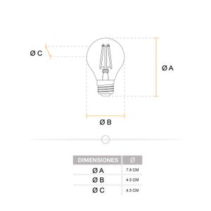 Foco LED con filamentos de 4 Watts estilo vintage luz calida base E27 - SYLVANIA