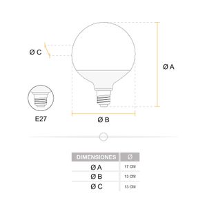 Foco LED tipo globo de luz de día de 15 Watts - 1350 lúmenes con base E27 - SYLVANIA