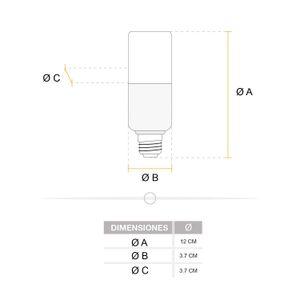 Foco LED tipo lámpara de luz cálida 12 Watts - 1000 lúmenes con base E27 - SYLVANIA