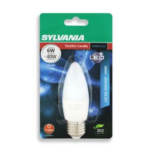 Foco LED tipo vela de luz de día 6 Watts - 470 lúmenes Base E27 - SYLVANIA