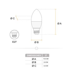 Foco LED tipo vela de luz de día 6 Watts - 470 lúmenes Base E27 - SYLVANIA