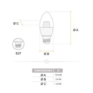Foco LED tipo vela de luz calida 6 Watts - 470 lúmenes base E27 - SYLVANIA