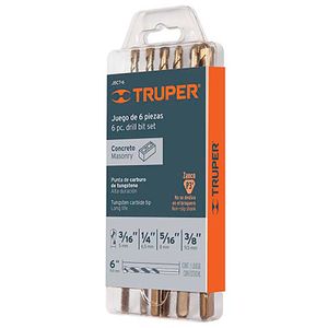 Juego de 6 brocas para concreto - TRUPER