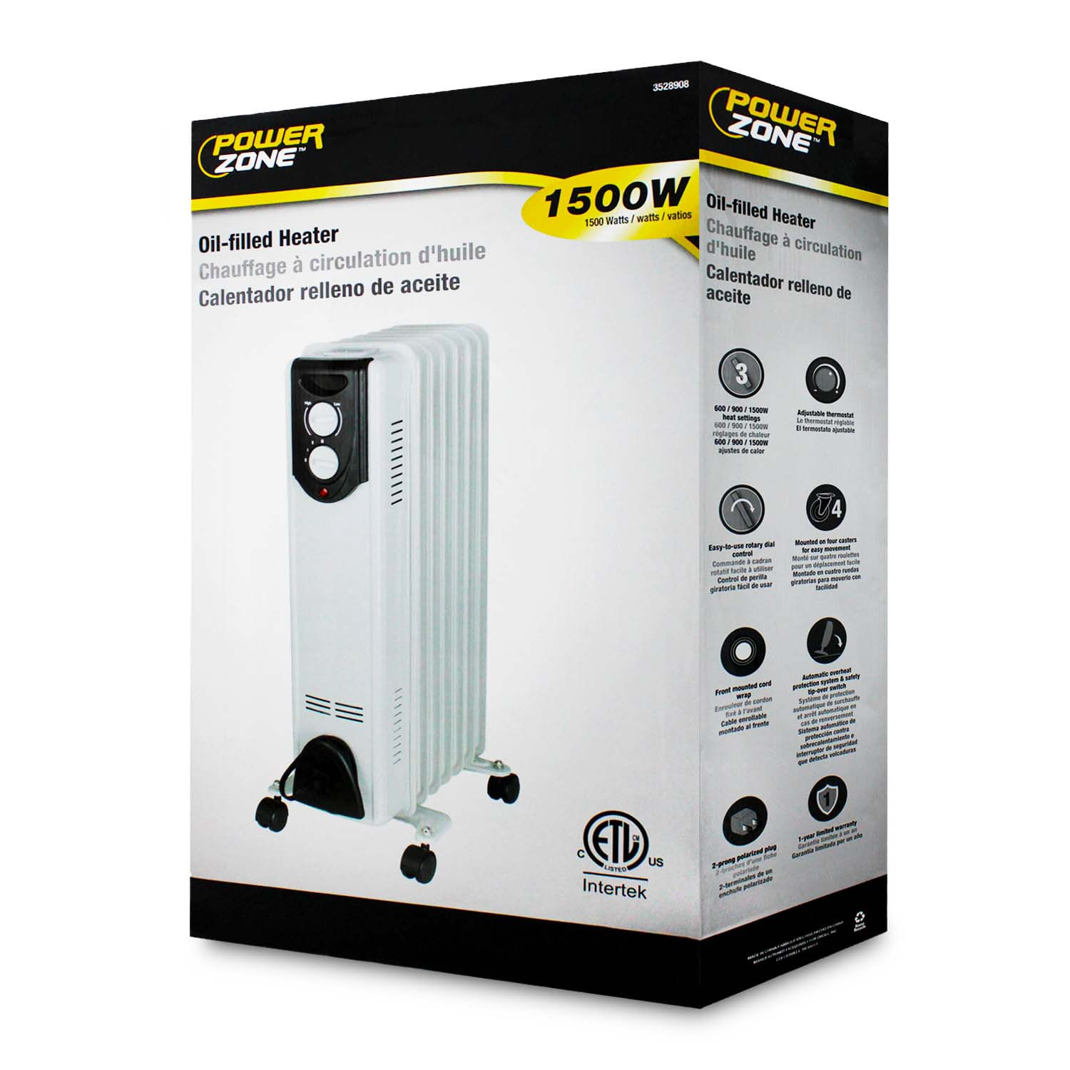 Calefactor Calentador Electrico Aceite 3 niveles Termostato Tipo Radiador