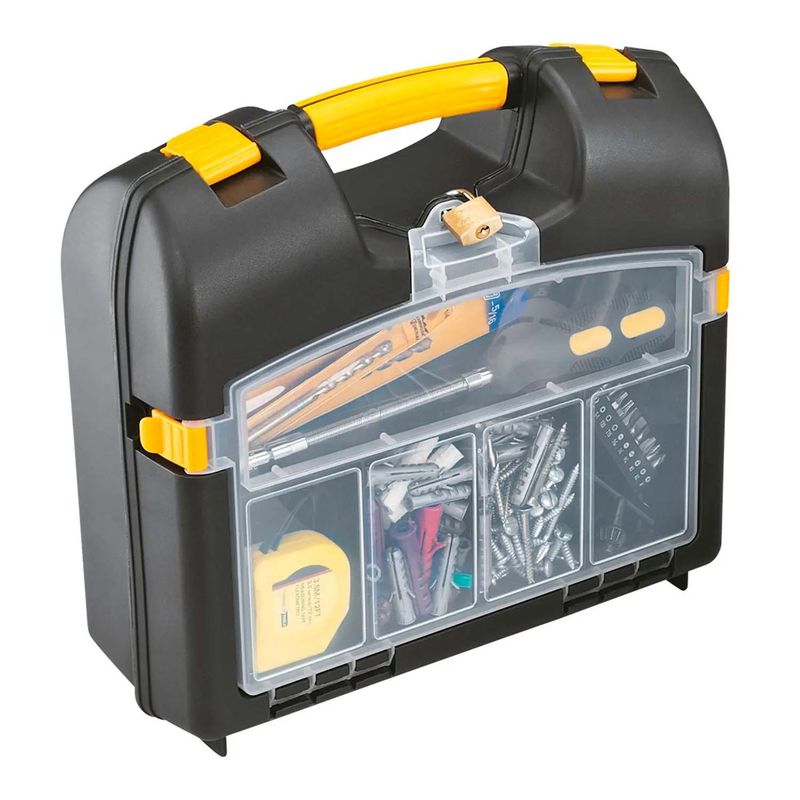 Caja de herramientas plástica de 14 pulgadas tipo maletin vertical para  herramientas eléctricas. Resiste hasta 10 kg 1U