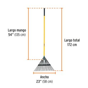 Escoba metálica para jardín, recta, 24 dientes, mango 54" - TRUPER