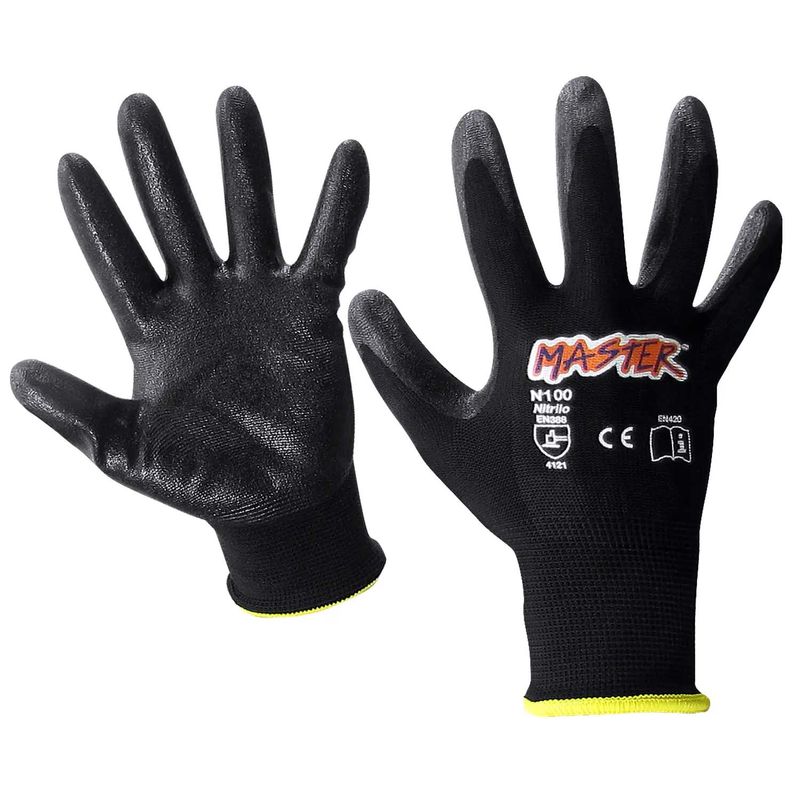 Guantes Negros Poliester X Par